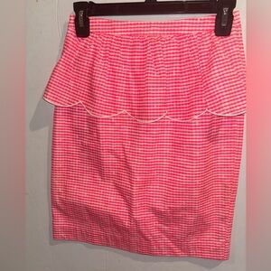 Lilly Pulitzer Sz 0 Pink Checkered Pencil Skirt with Scallop